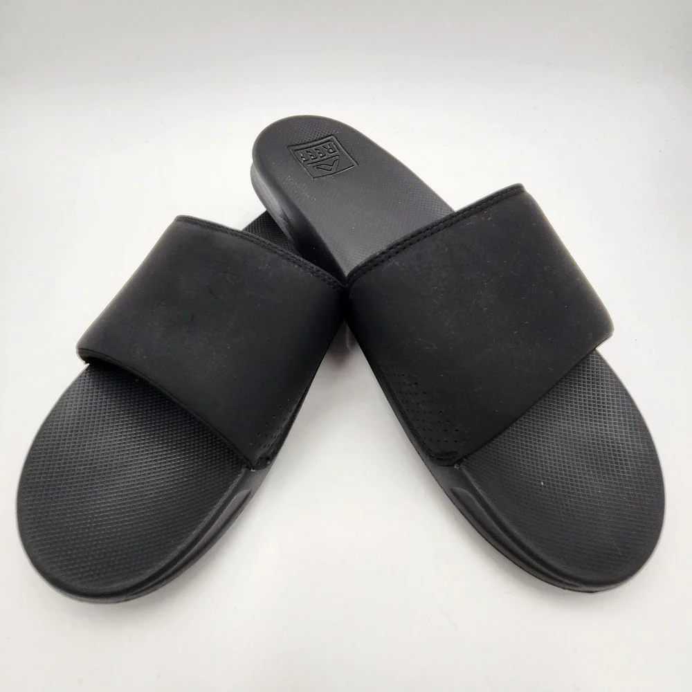 Reef One Slide Mens Black Sandals Athletic Beach Pool Water Shoes Size 11
